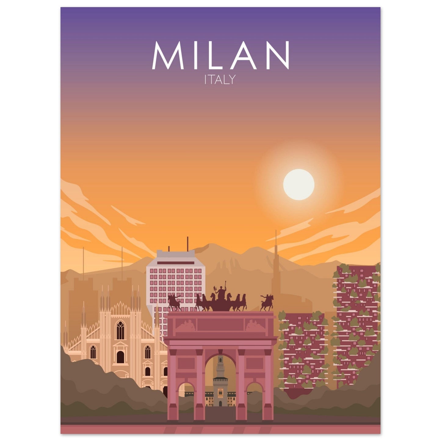 Milan Poster | Milan Wall Art | Milan Sunset Print