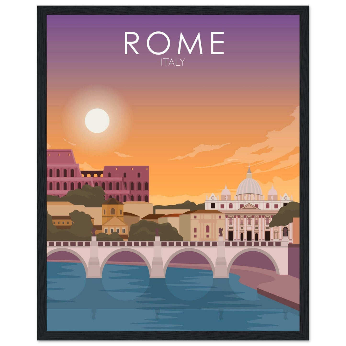 Rome Poster | Rome Wall Art | Rome Sunset Print