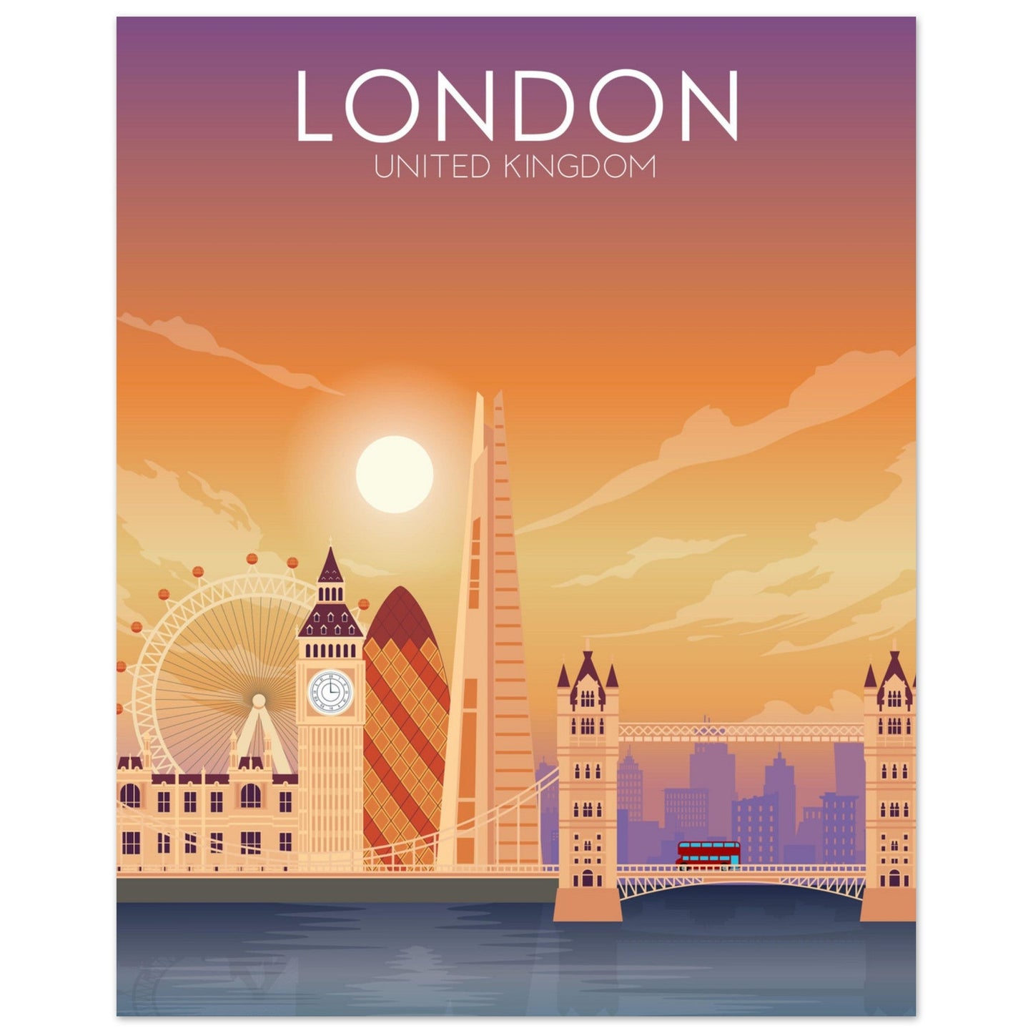 London Poster | London Wall Art | London Sunset Print