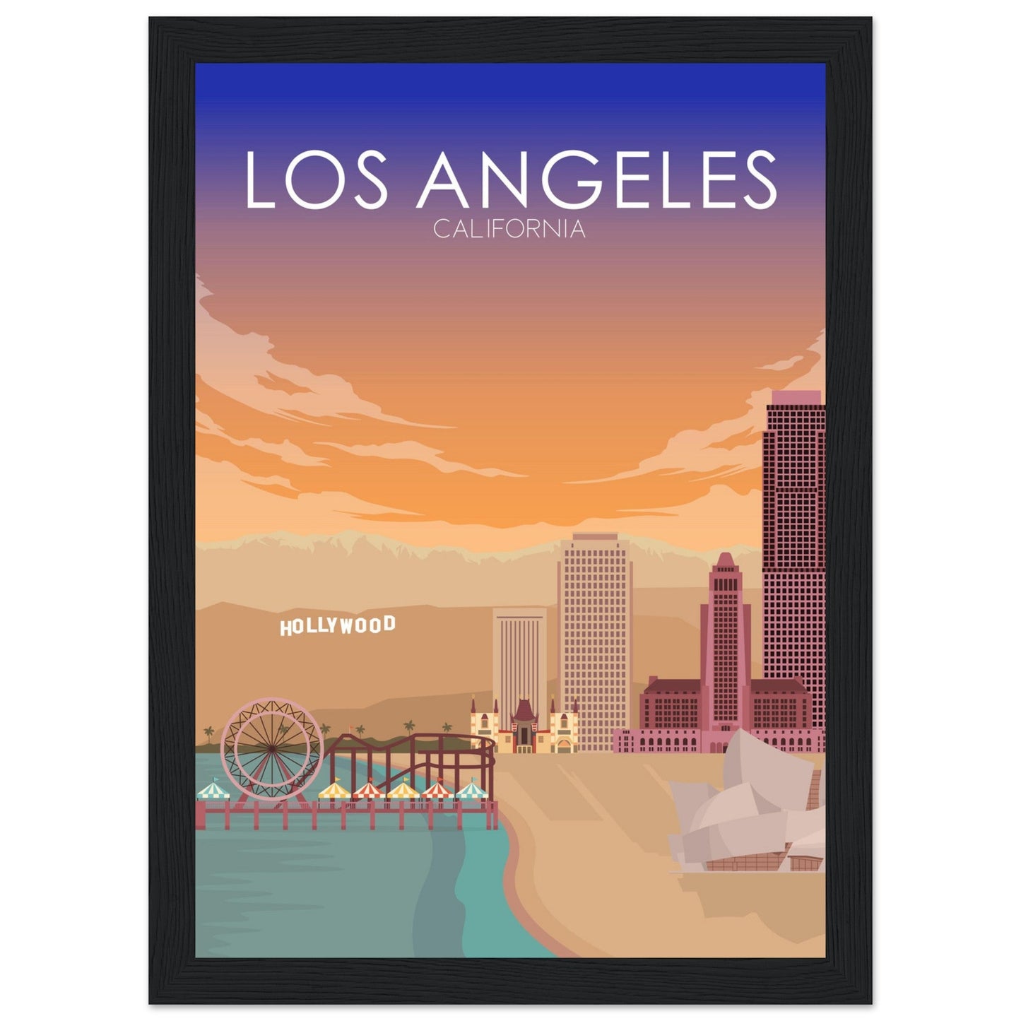 Los Angeles Poster | Los Angeles Wall Art | Los Angeles Sunset Print