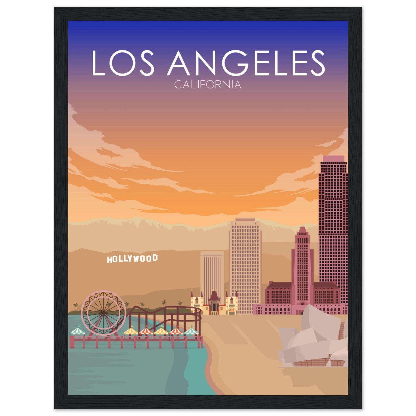 Los Angeles Poster | Los Angeles Wall Art | Los Angeles Sunset Print