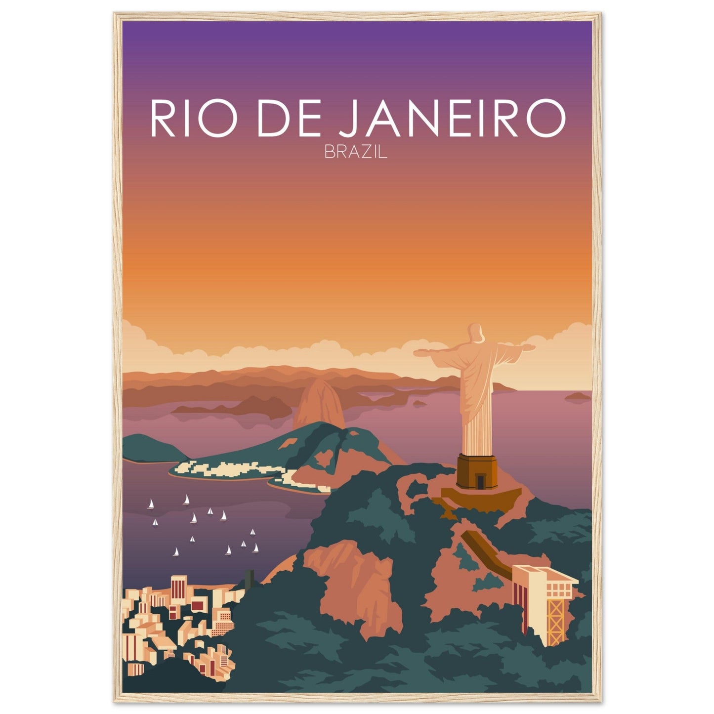 Rio De Janeiro Poster | Rio De Janeiro Wall Art | Rio De Janeiro Sunset Print