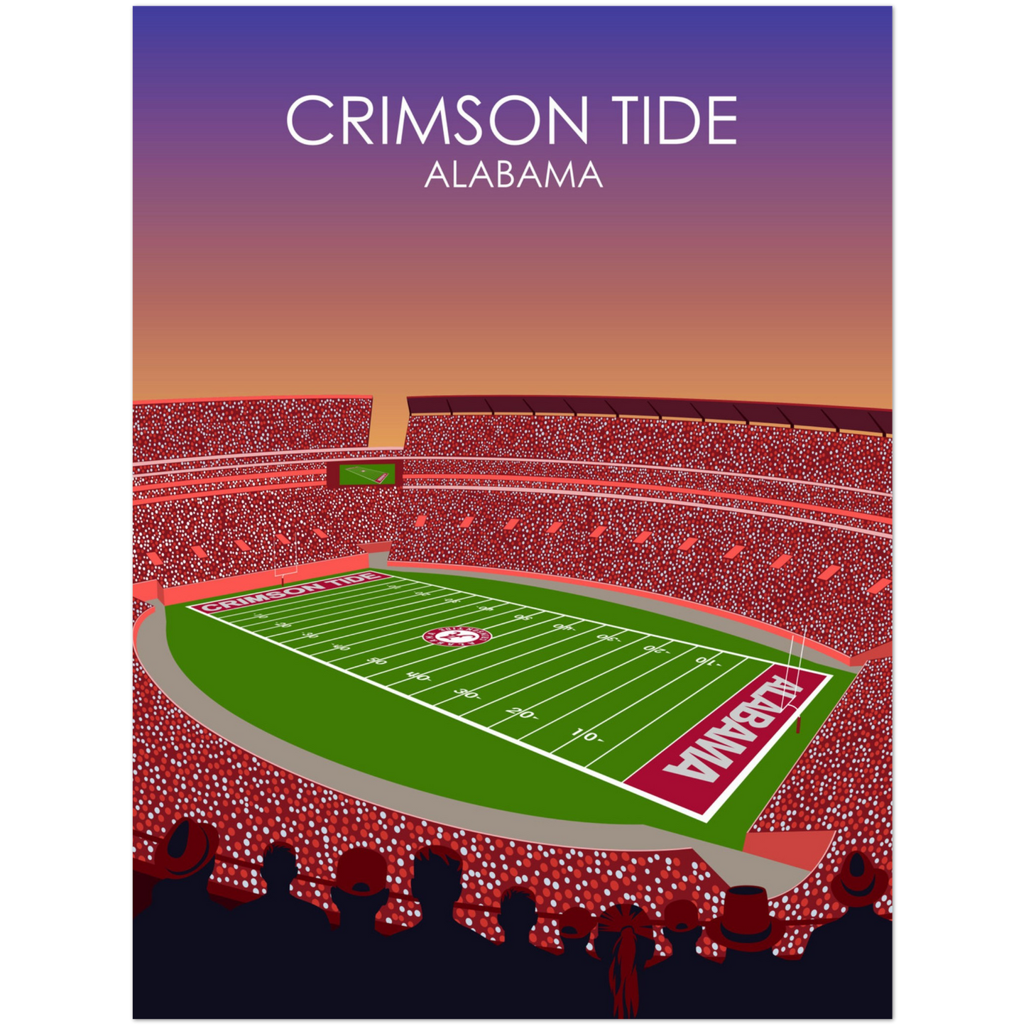 Crimson Tide | Bryant Denny Poster | University of Alabama College Football Stadium Print