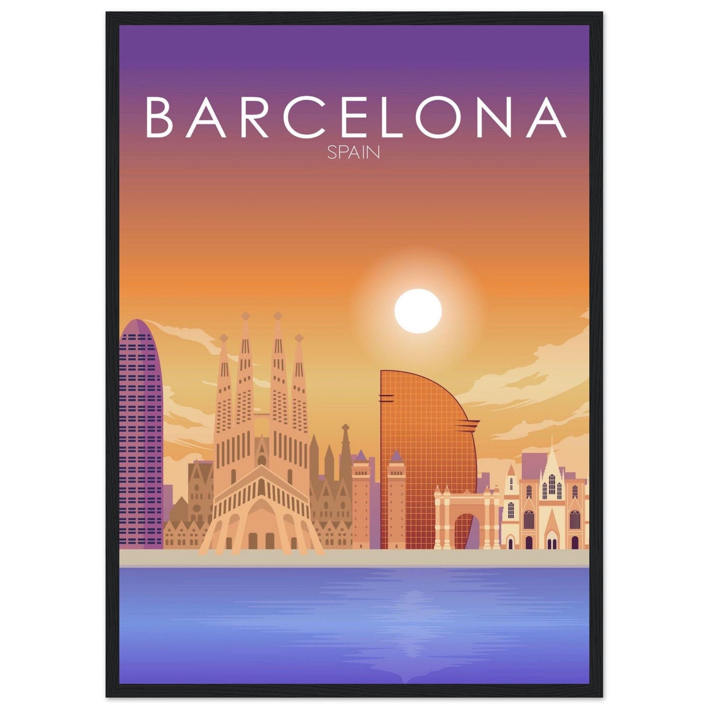 Barcelona Poster | Barcelona Wall Art | Barcelona Sunset Print