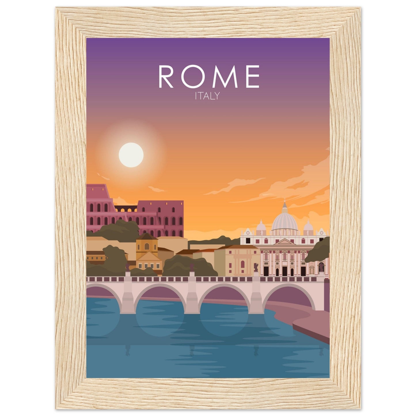 Rome Poster | Rome Wall Art | Rome Sunset Print