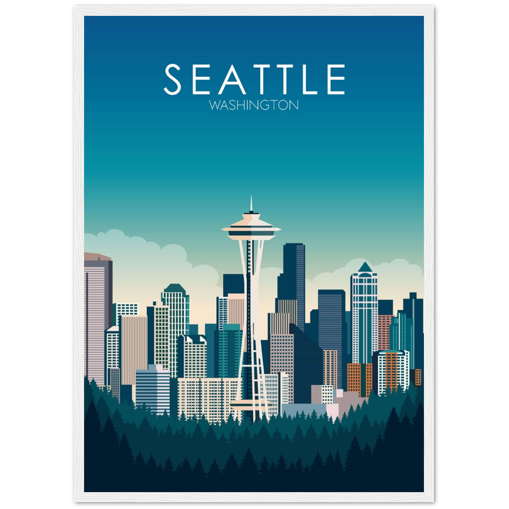 Seattle Poster | Seattle Wall Art | Seattle Daytime Print