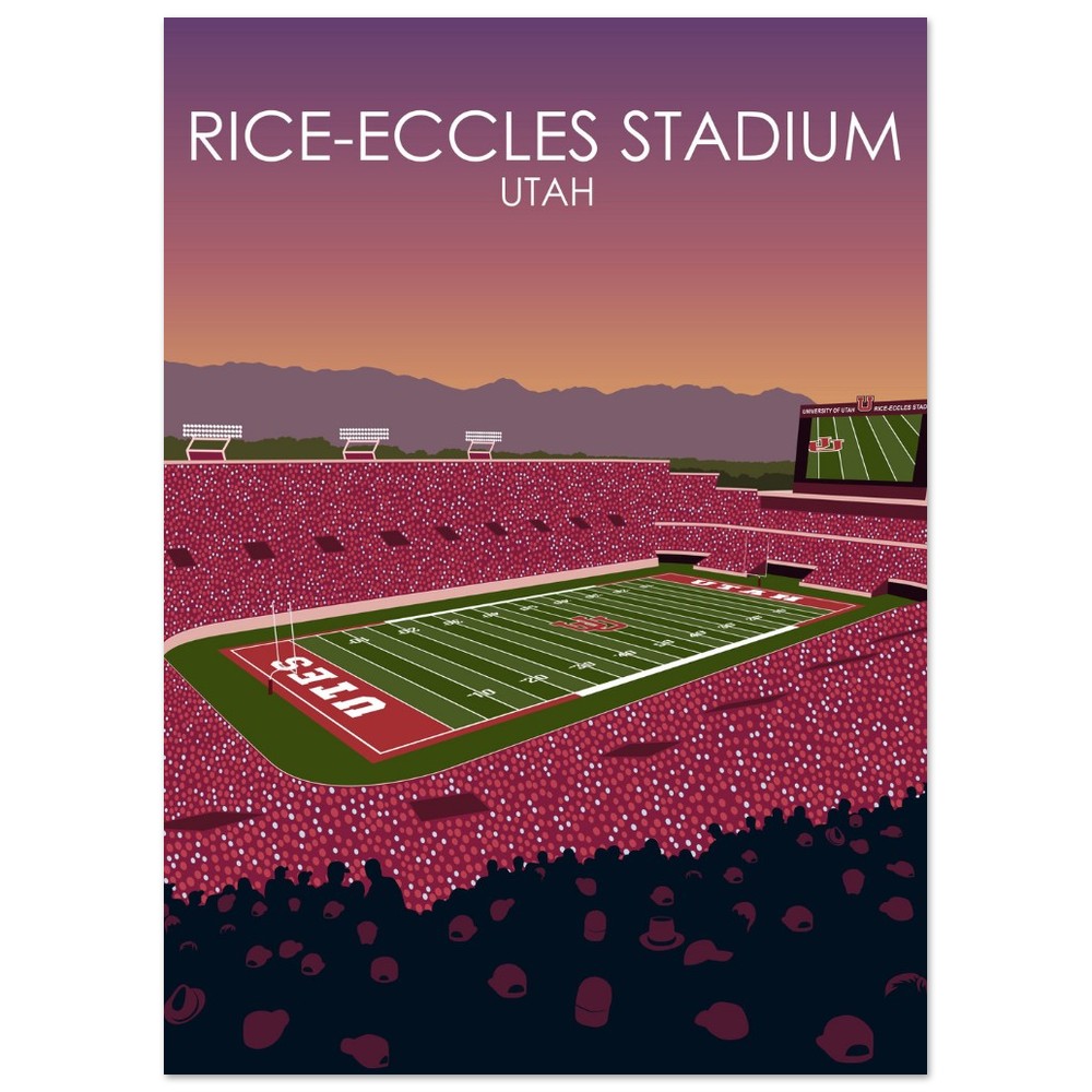 Rice-Eccles Stadium Poster | University of Utah College Football Stadium Print