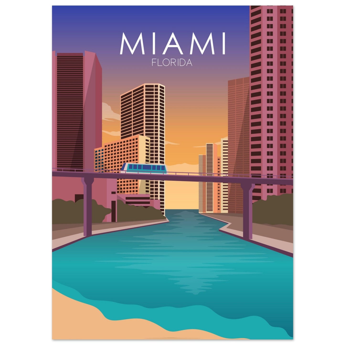 Miami Poster | Miami Wall Art | Miami Sunset Print