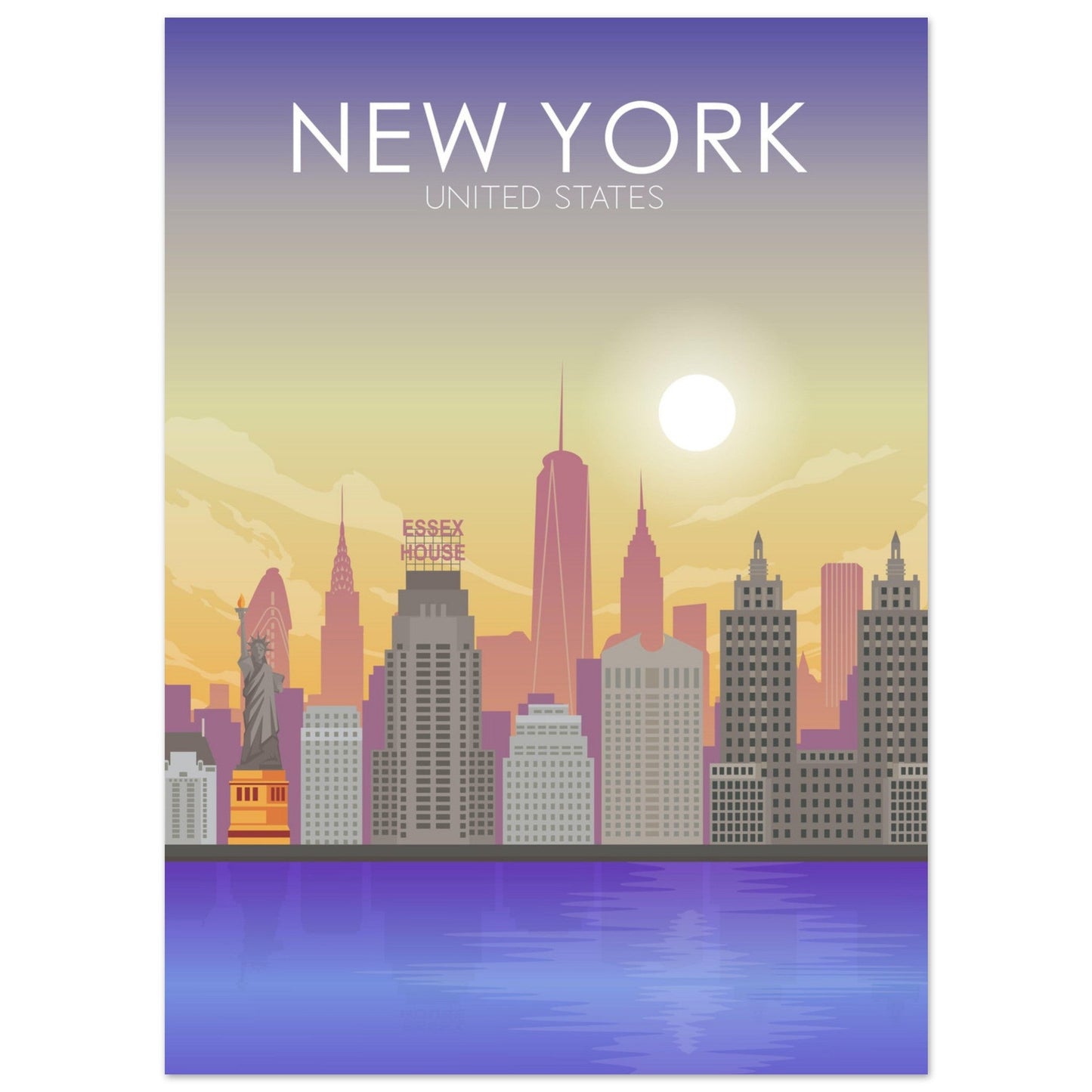 New York Poster | New York Wall Art | New York Sunset Print