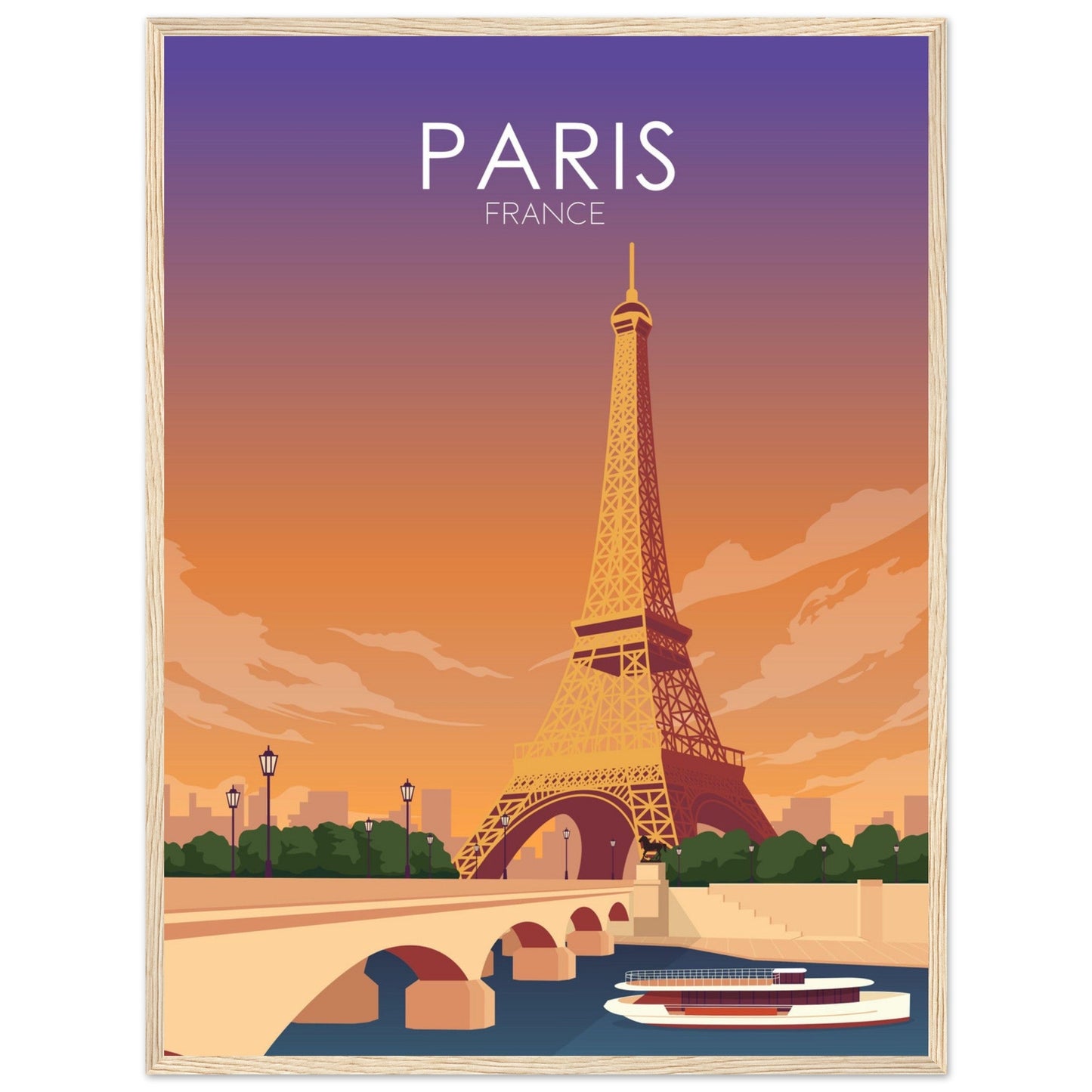 Paris Poster | Paris Wall Art | Paris Sunset Print