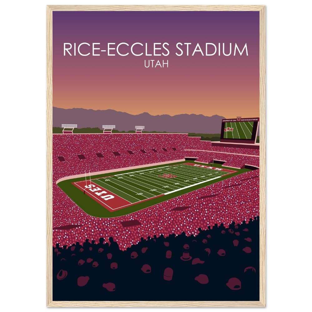 Rice-Eccles Stadium Poster | University of Utah College Football Stadium Print