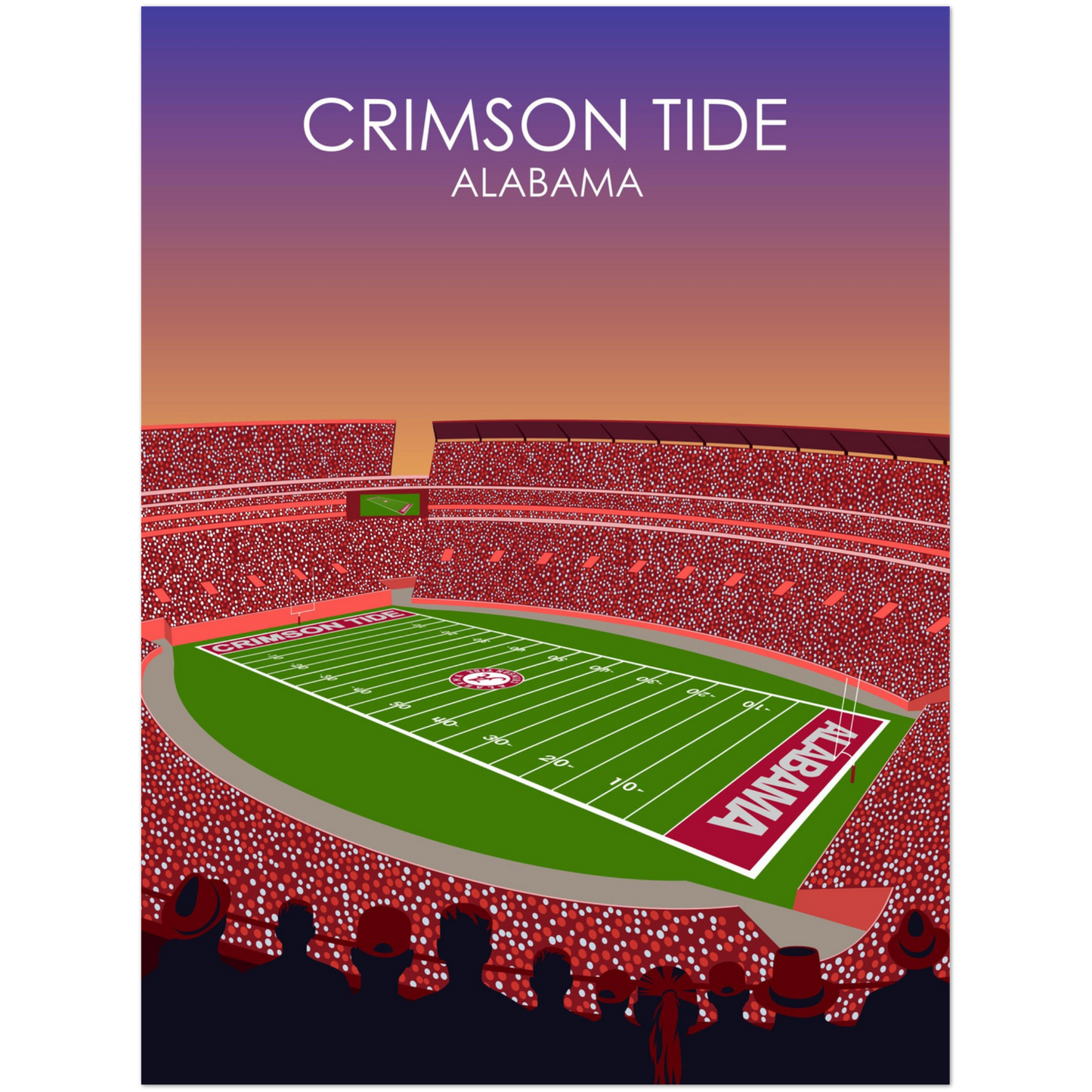 Crimson Tide | Bryant Denny Poster | University of Alabama College Football Stadium Print