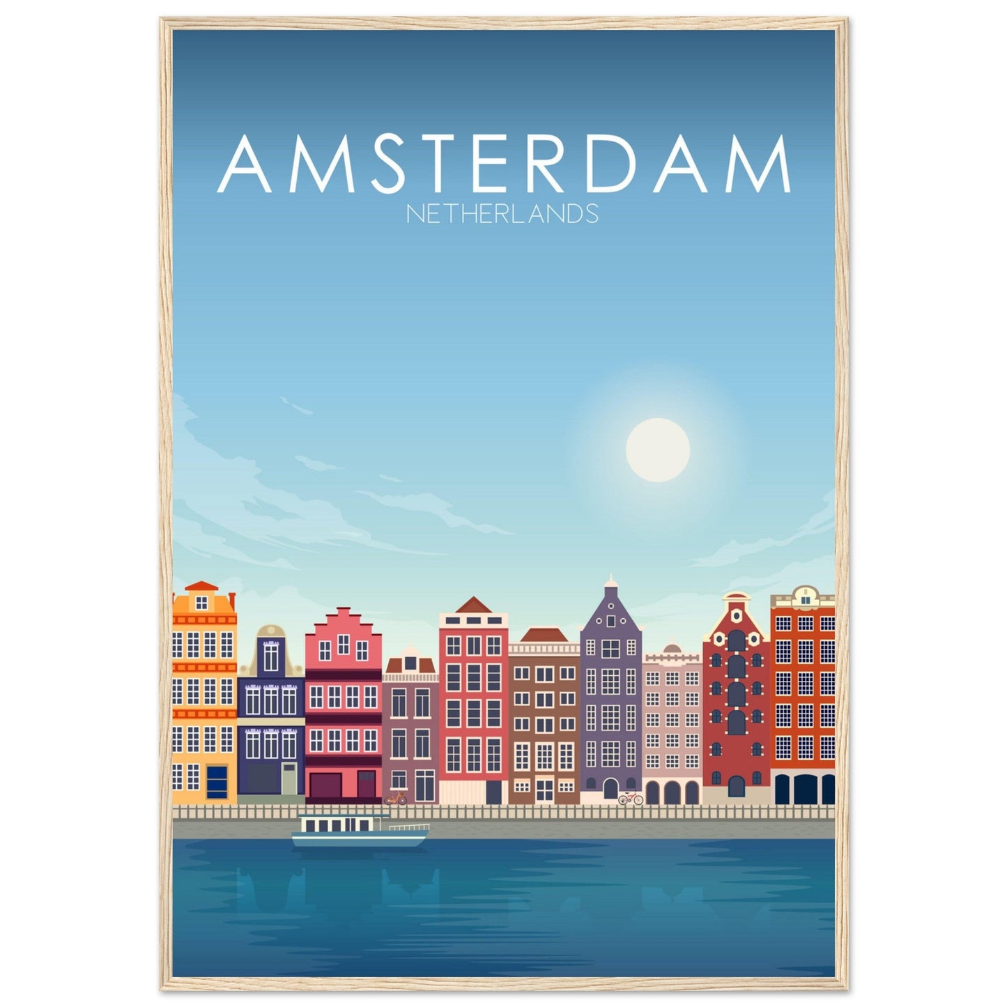 Amsterdam Poster | Amsterdam Wall Art | Amsterdam Daytime Print