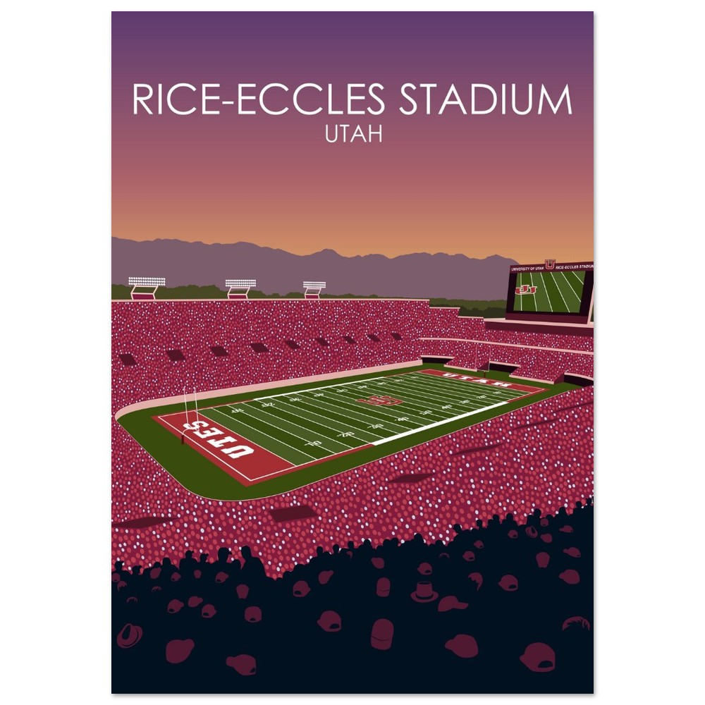 Rice-Eccles Stadium Poster | University of Utah College Football Stadium Print