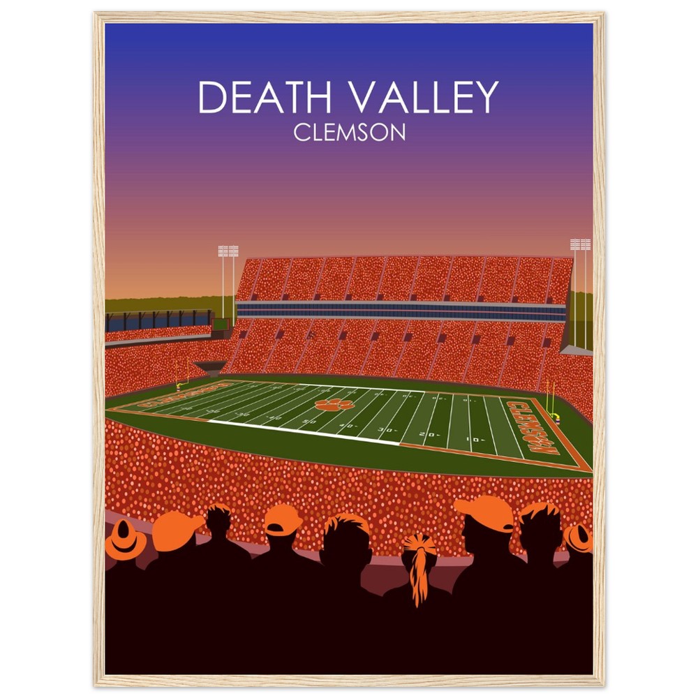 Clemson Tigers Stadium Poster | Frank Howard Field at Clemson Memorial Stadium 'Death Valley' Print