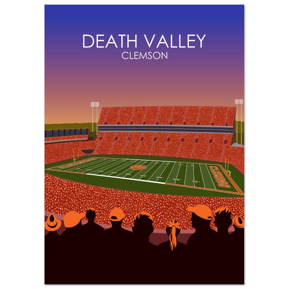 Clemson Tigers Stadium Poster | Frank Howard Field at Clemson Memorial Stadium 'Death Valley' Print