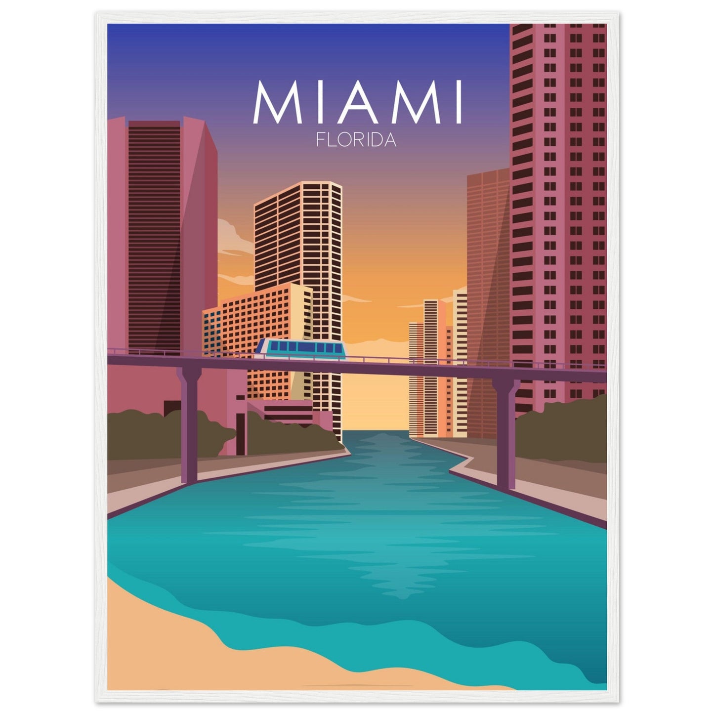 Miami Poster | Miami Wall Art | Miami Sunset Print