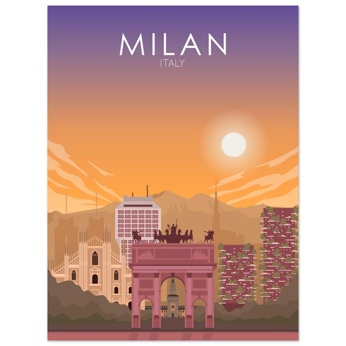 Milan Poster | Milan Wall Art | Milan Sunset Print