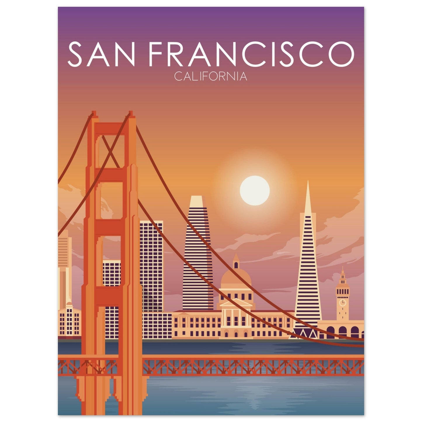 San Francisco Poster | San Francisco Wall Art | San Francisco Sunset Print