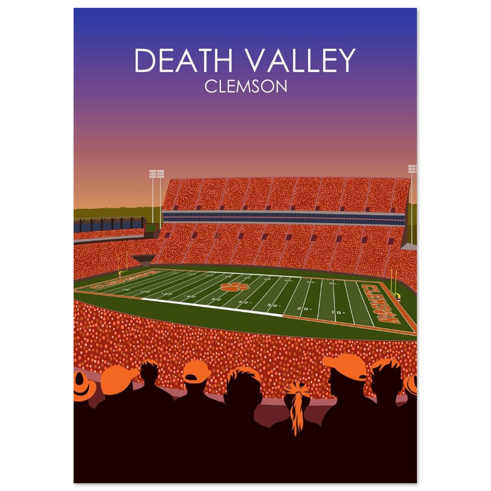 Clemson Tigers Stadium Poster | Frank Howard Field at Clemson Memorial Stadium 'Death Valley' Print