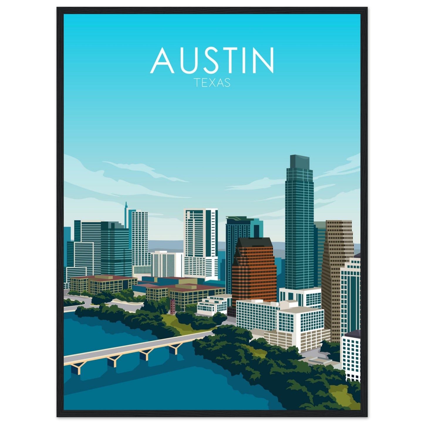 Austin Poster | Austin Wall Art | Austin Daytime Print