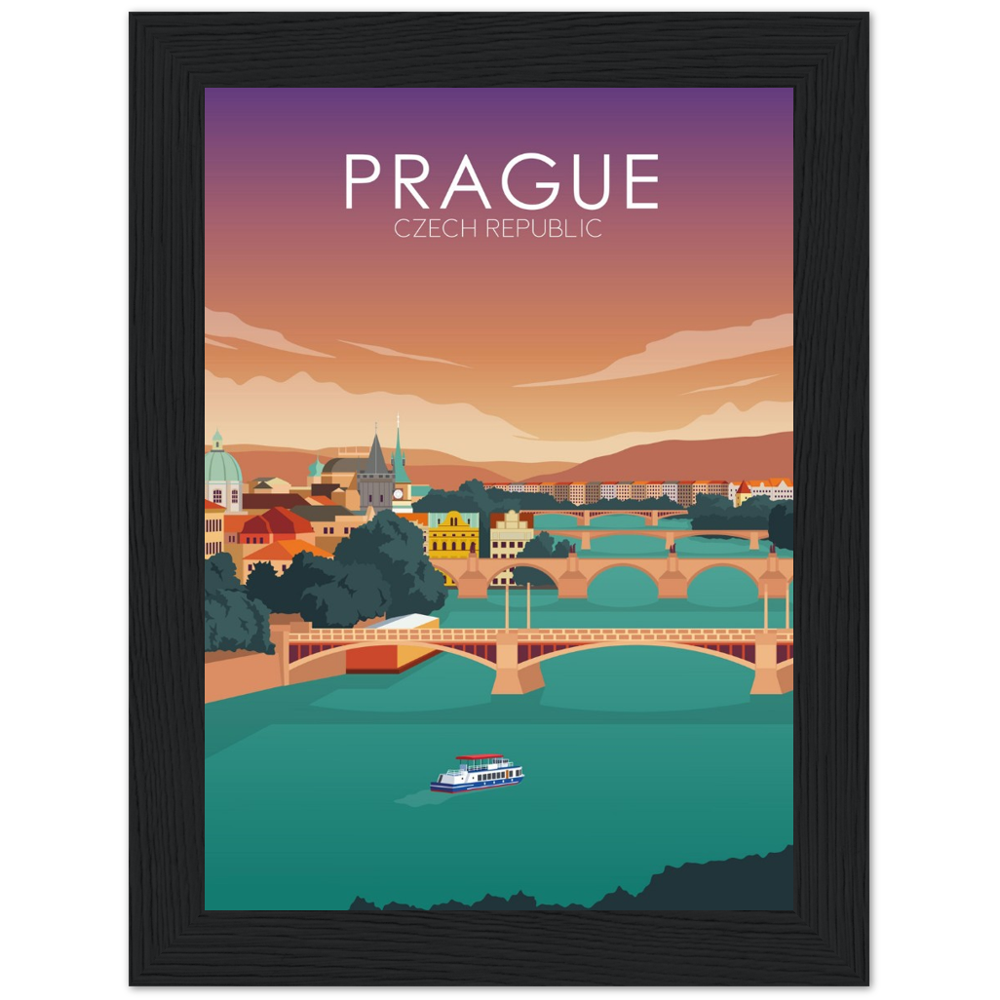 Prague Poster | Prague Wall Art | Prague Sunset Print