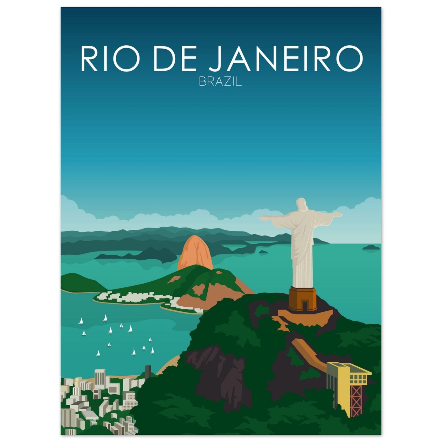 Rio De Janeiro Poster | Rio De Janeiro Wall Art | Rio De Janeiro Daytime Print