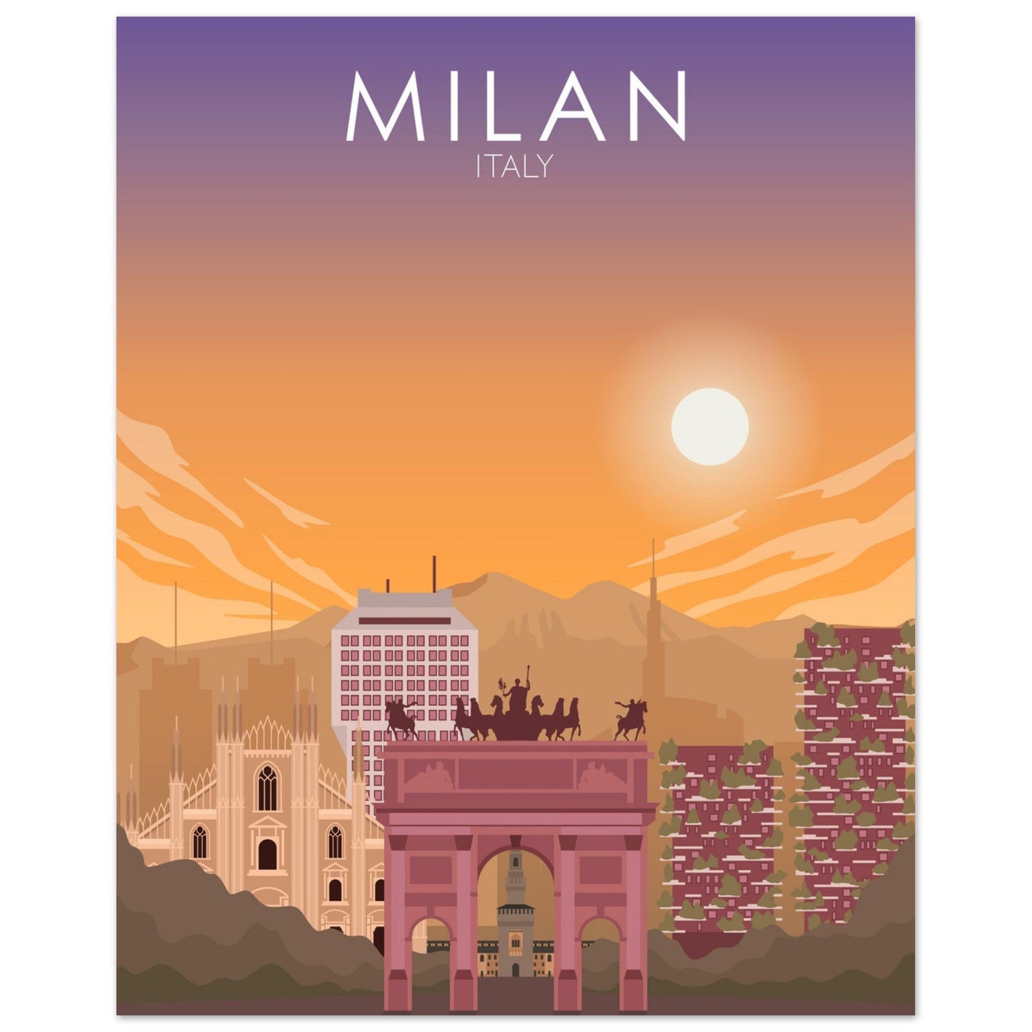 Milan Poster | Milan Wall Art | Milan Sunset Print