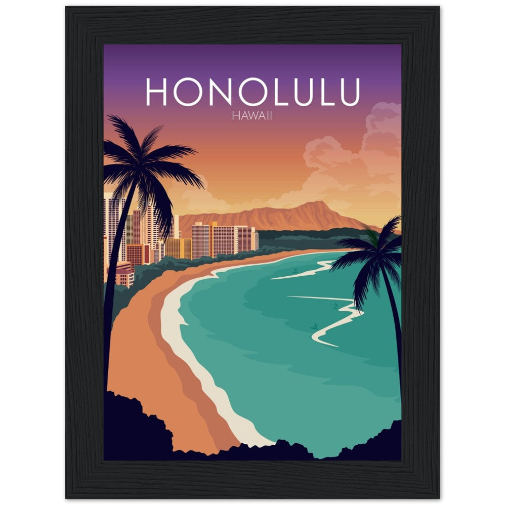 Honolulu Poster | Honolulu Wall Art | Honolulu Sunset Print