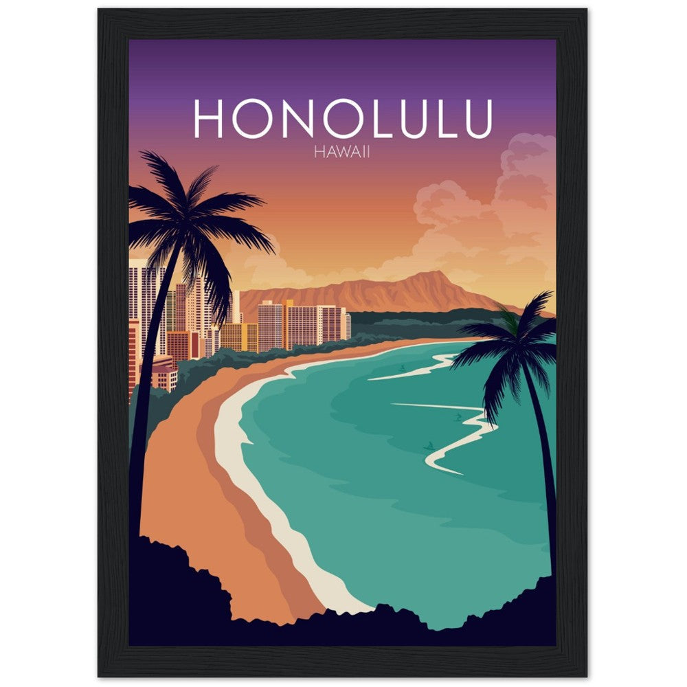 Honolulu Poster | Honolulu Wall Art | Honolulu Sunset Print