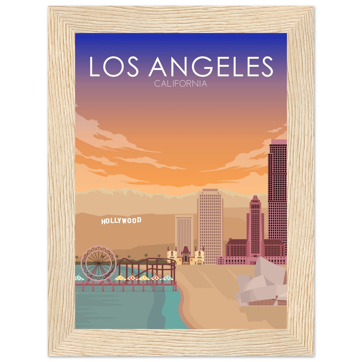 Los Angeles Poster | Los Angeles Wall Art | Los Angeles Sunset Print