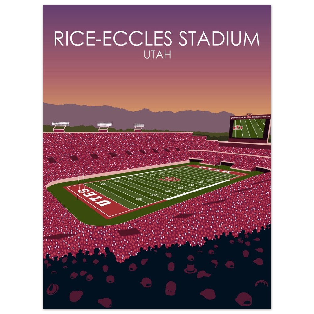 Rice-Eccles Stadium Poster | University of Utah College Football Stadium Print