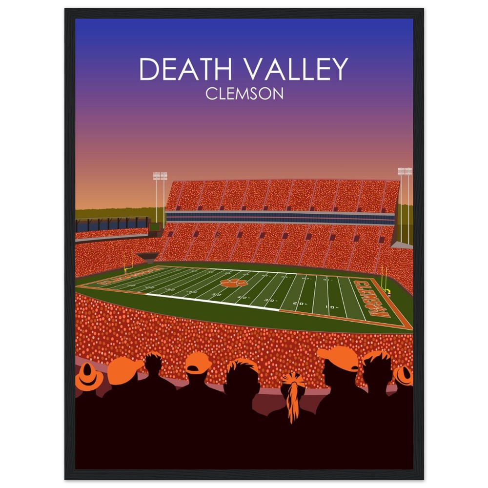 Clemson Tigers Stadium Poster | Frank Howard Field at Clemson Memorial Stadium 'Death Valley' Print