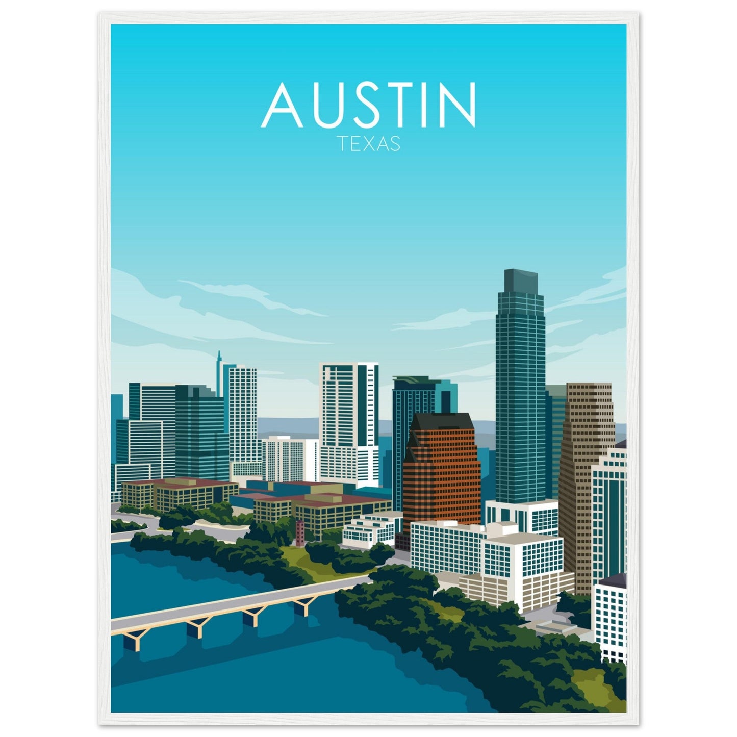 Austin Poster | Austin Wall Art | Austin Daytime Print