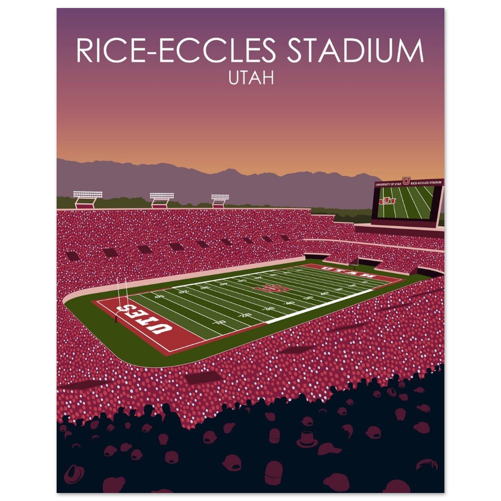 Rice-Eccles Stadium Poster | University of Utah College Football Stadium Print