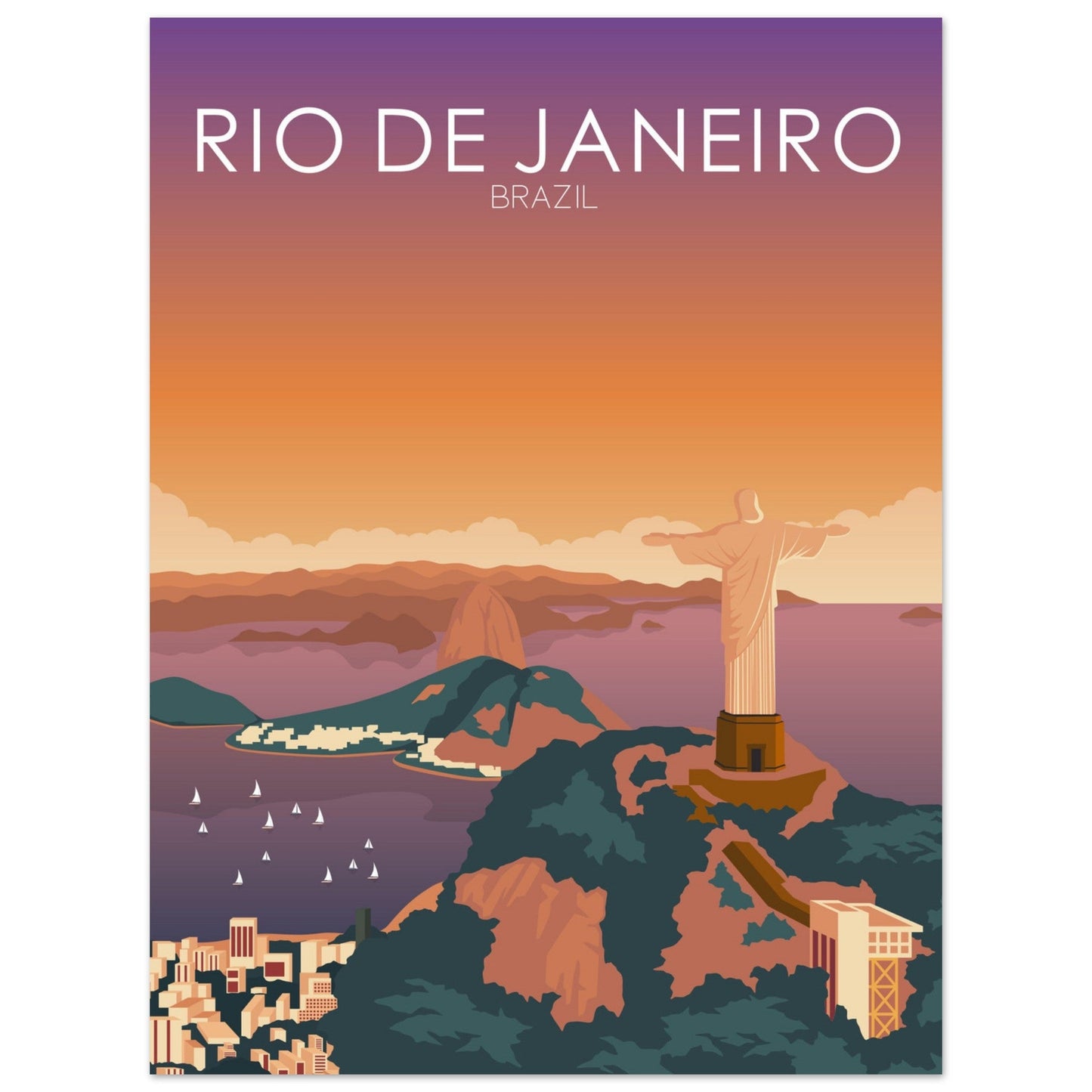 Rio De Janeiro Poster | Rio De Janeiro Wall Art | Rio De Janeiro Sunset Print